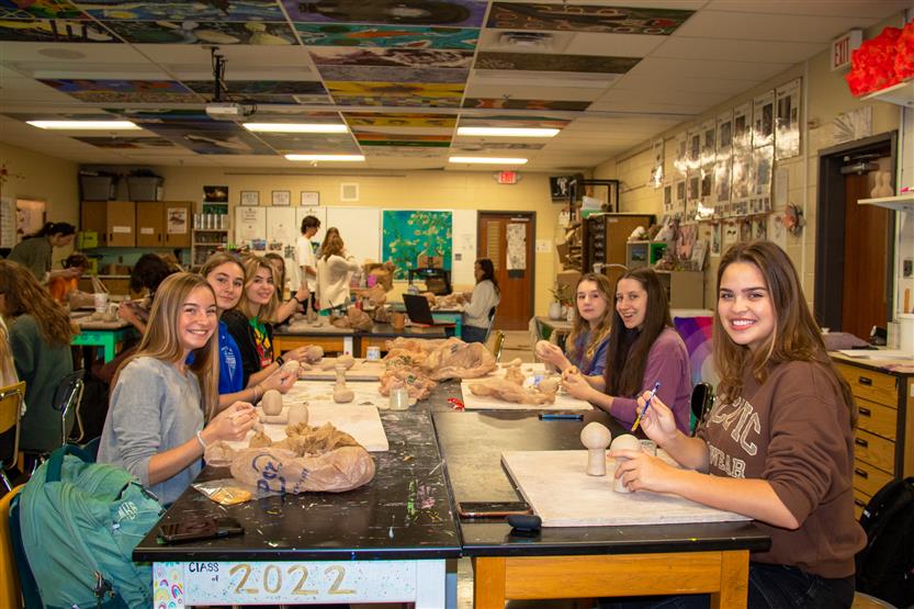 Students in art class